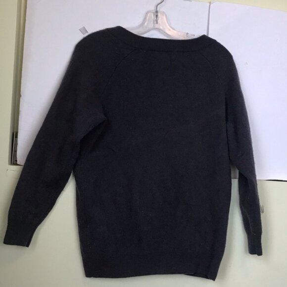 Aritzia Golden TNA Stowe Cashmere Wool V Neck Pullover Sweater Ribbed Layer Top - Picture 7 of 15